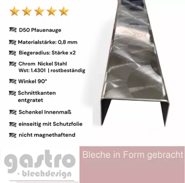 Edelstahl U-Profil , Pfauenauge